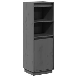 vidaXL Висок шкаф, сив, 37x34x110 см, борово дърво масив