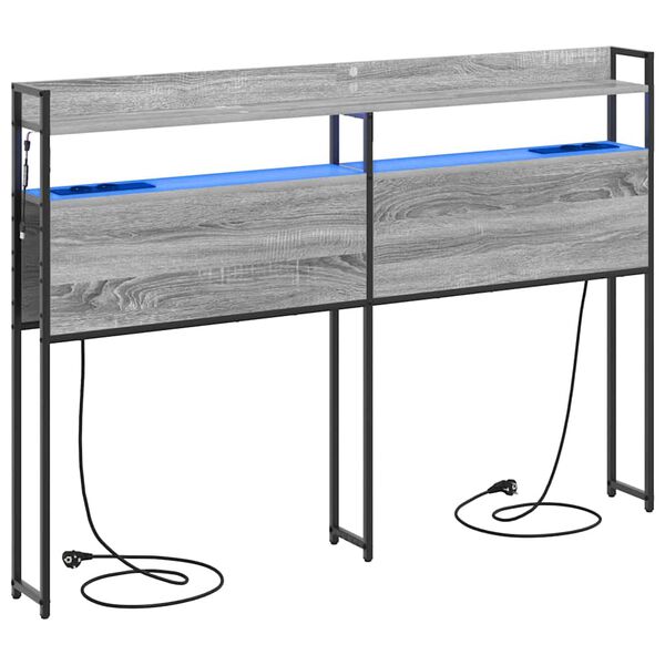 vidaXL Табла за съхранение с рафт Сив сонома 160 cm Инженерно дърво