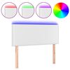 vidaXL LED Горна табла за легло, бяла, 100x5x78/88 см, изкуствена кожа