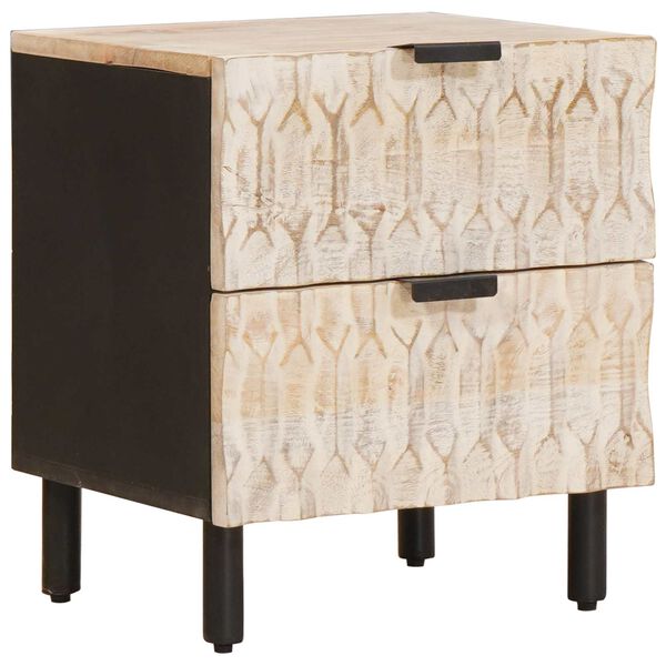 vidaXL Нощен шкаф 2 pcs Бяло 40 x 33 x 46 см Солидно мангово дърво