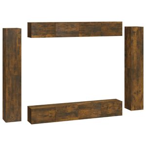 vidaXL Комплект ТВ шкафове от 8 части, опушен дъб, инженерно дърво