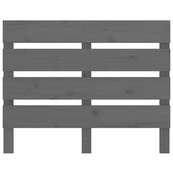 vidaXL Табла за спалня, сива, 100x3x80 см, бор масив