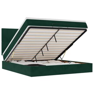 vidaXL Османска легло с матраци и LED, тъмнозелено, 180x200 см, кадифе