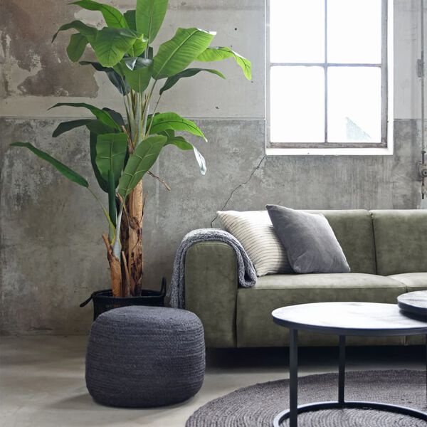 LABEL51 Килим Jute, кръгъл, 150x150 см, XL, антрацит