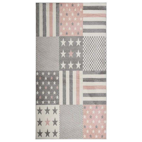 vidaXL Детски килим 80x150 см със звездна шарка розово