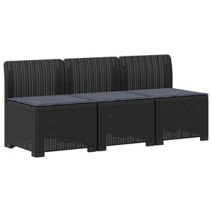 vidaXL Пейка за градина с Cushions във вид на ратан 3-местен ПП