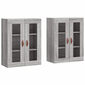 vidaXL Стенни шкафове, 2 бр, сив сонома, инженерно дърво