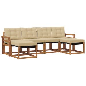 vidaXL Комплект дивани за открито 6 pcs Натурален и Бежов