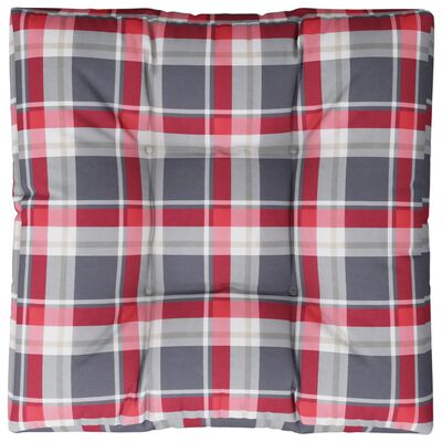vidaXL Палетна възглавница, червено каре, 80x80x12 см, текстил