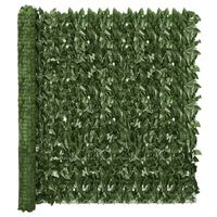 vidaXL Балконски параван с тъмнозелени листа, 300x150 см