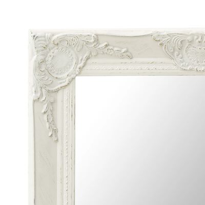 vidaXL Стенно огледало, бароков стил, 50x60 см, бяло