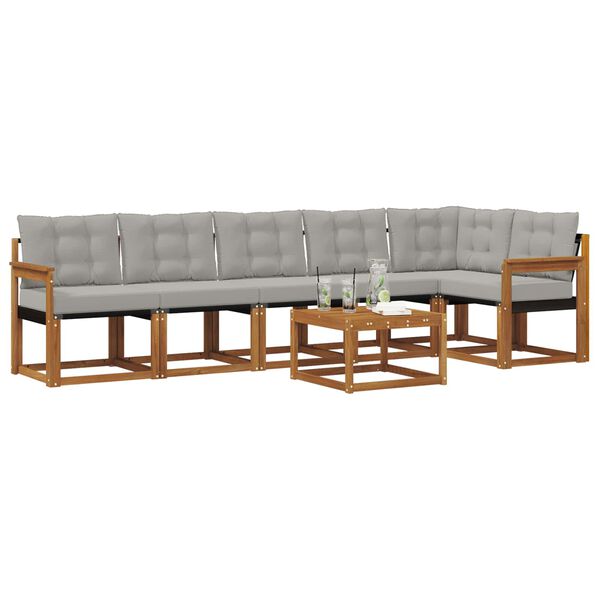 vidaXL Комплект дивани за открито 7 pcs Естествено и светло сиво