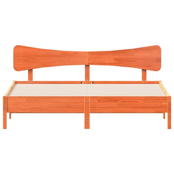 vidaXL Рамка за легло без матрак, восъчнокафяв, 200x200 см, бор масив