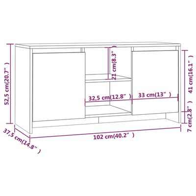 vidaXL ТВ шкаф, кафяв дъб, 102x37,5x52,5 см, ПДЧ