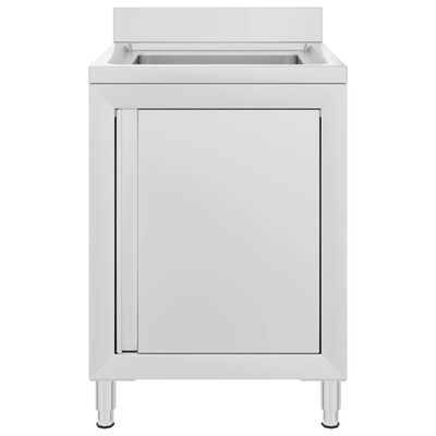 vidaXL Търговски кухненски шкаф за мивка 60x60x96 см инокс