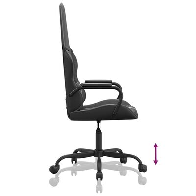 vidaXL Масажен гейминг стол, черен и сив, изкуствена кожа