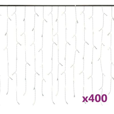 vidaXL LED завеса ледени висулки 10 м 400 LED топло бяло 8 режима