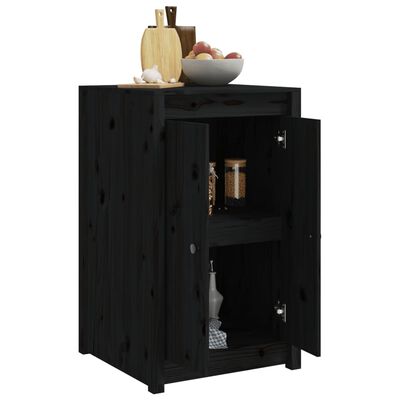 vidaXL Кухненски шкаф за открито, черни, бор масив