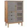 vidaXL Висок шкаф OTTA, кафяво и сиво, 85x43x125 см, бор масив
