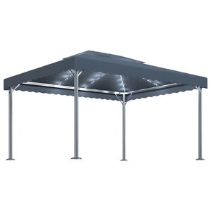 vidaXL Шатра с LED светещи стрингове, 400x300 см, антрацит, алуминий