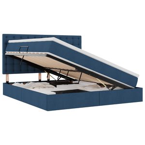 vidaXL Легло с място за съхранение и LED Синьо 180 x 200 cm Полиестер