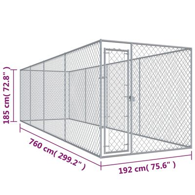 vidaXL Дворна клетка за кучета, 760x192x185 см