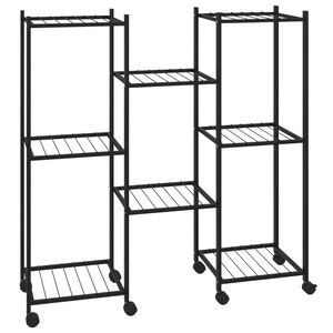 vidaXL Стойка за цветя на колела 83x25x83,5 см черна желязо