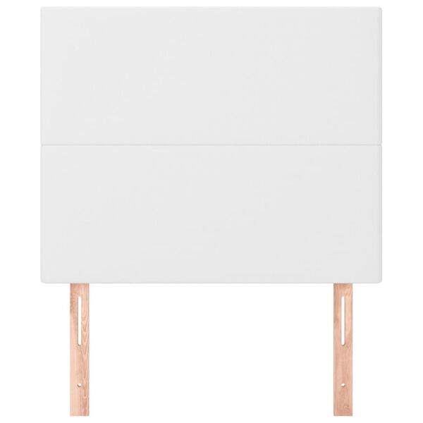 vidaXL Табла за легло, бяла, 100x5x118/128 см, изкуствена кожа