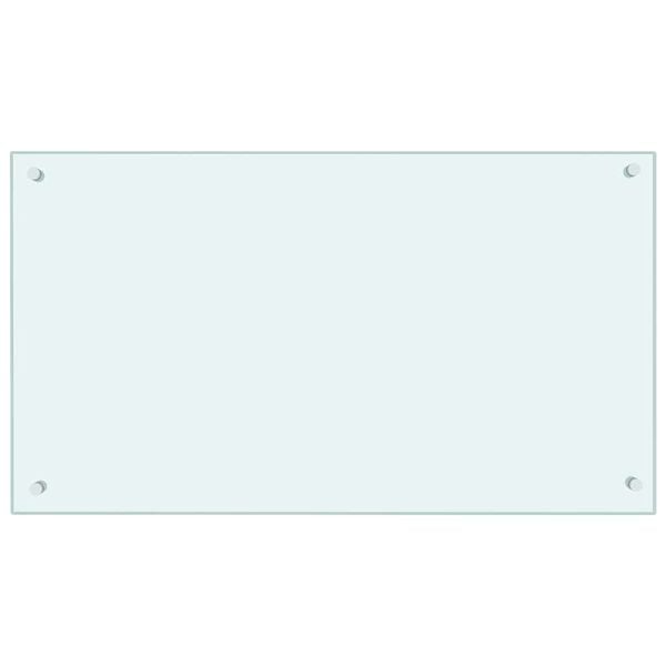 vidaXL Кухненски гръб, бял, 90x50 см, закалено стъкло