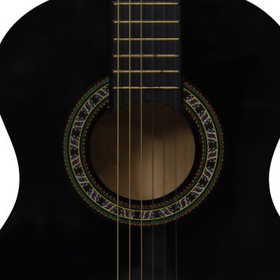 vidaXL Класическа китара за начинаещи и деца, черна, 1/2, 34"
