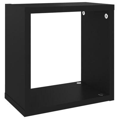 vidaXL Стенни кубични рафтове, 2 бр, черни, 26x15x26 см