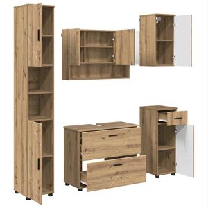 vidaXL Комплект мебели за баня 5 бр. Дъб 35 x 30 x 192 см