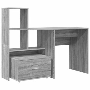 vidaXL Бюро Сив Сонома Инженерна дървесина 131,5 x 50 x 106,5 см