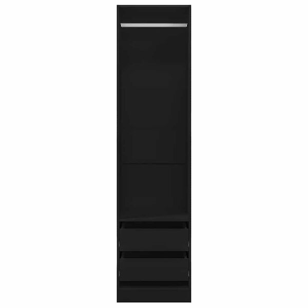 vidaXL Гардероб с чекмеджета, черен, 50x50x200 см, ПДЧ