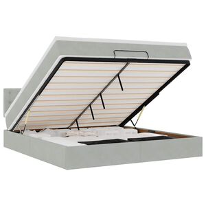 vidaXL Османска легло с матрак, светлосиво, 160x200 см, кадифе