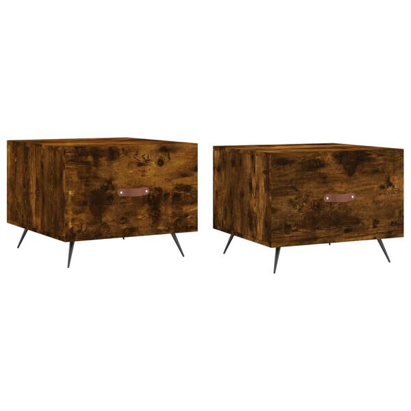 vidaXL Кафе маси, 2 бр, опушен дъб, 50x50x40 см, инженерно дърво