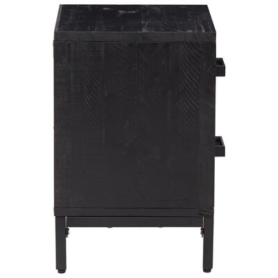 vidaXL Нощно шкафче, черно, 36x30x45 см, бор масив