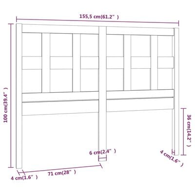 vidaXL Горна табла за легло, 155,5x4x100 см, бор масив