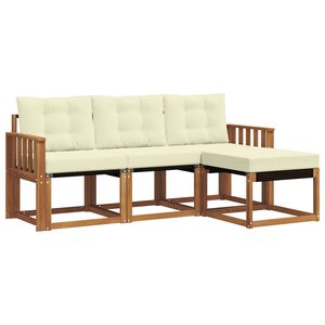 vidaXL Комплект дивани за открито 4 pcs Натурален и Крема