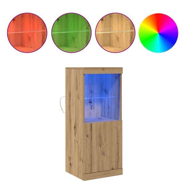 vidaXL LED конзолна маса Дъб 41 x 37 x 100 см Инженерно дърво