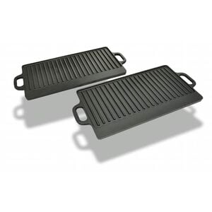 vidaXL Чугунени плочи за печене с две лица, 38x23 см - 2 бр