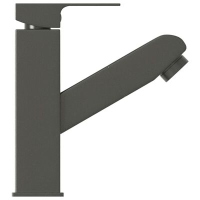 vidaXL Смесител за баня с функция за издърпване, сив, 157x172 мм