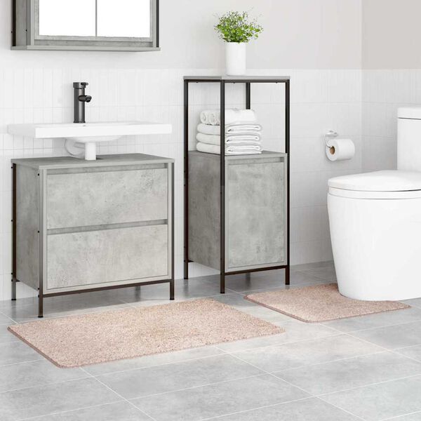 vidaXL Комплект антислип килими за баня 2 pcs Крем ПП