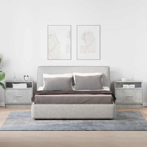 vidaXL Нощни шкафчета с чекмеджета, 2 бр, бетонно сив, 51x31x47 см