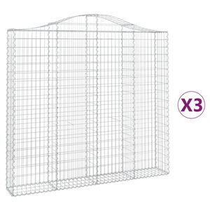 vidaXL Габионни кошници арка 3 бр 200x30x180/200 см поцинковано желязо