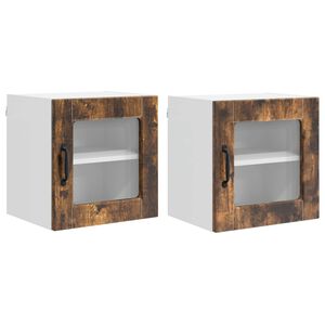 vidaXL Стенен стъклен шкаф PORTO 2 pcs Димян дъб 40 x 31 x 40 см