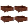 vidaXL Ограда за трева 4 pcs 100 x 100 x 35 cm Стомана Ръждясало