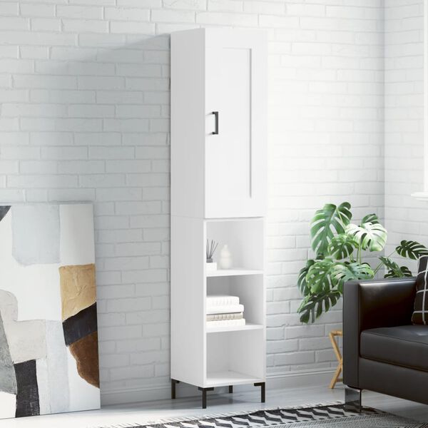 vidaXL Висок шкаф, бял, 34,5x34x180 см, инженерно дърво
