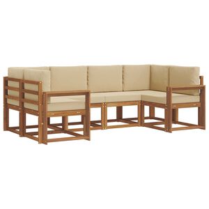 vidaXL Комплект дивани за открито 6 pcs Натурален и Бежов