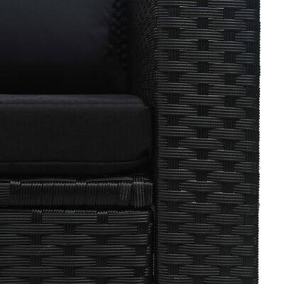 vidaXL Градински комплект с възглавници, 6 части, черен полиратан